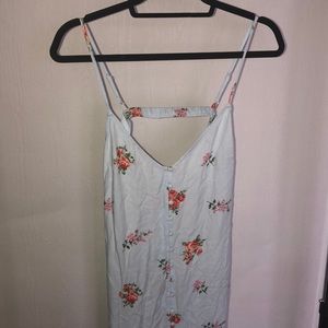 Pastel Blue Floral Button Dress